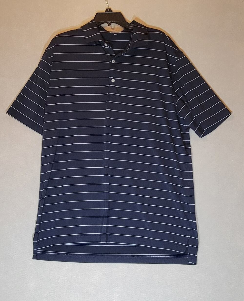 Fennec Men's Large Golf Performance Polo Shirt Navy Stripe